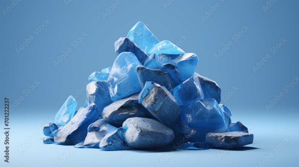 A pile of stones on a blue background. Rocks piled up
 - obrazy, fototapety, plakaty 