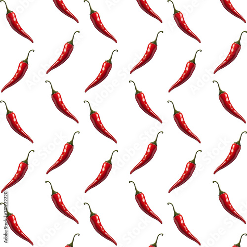 Ripe red chili vegetables pattern isolated on transparent background