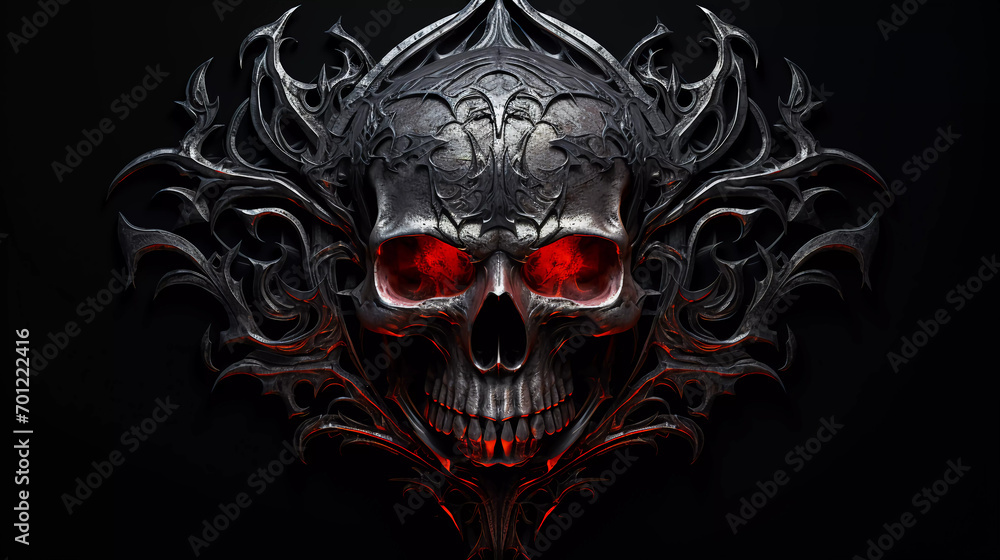 Black skull, logo spooky-horror style