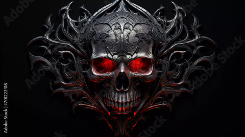Black skull  logo spooky-horror style