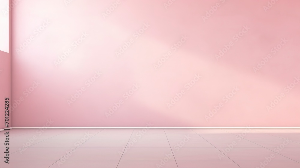 Empty wall with light Pink tones with sunlight shining in