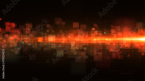Digital matrix with geometric shape, Technology network connection, Digital cyberspace technology abstract background with squares and lines. 3d rendering