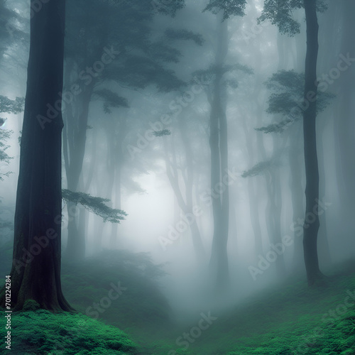 misty forest in the morning