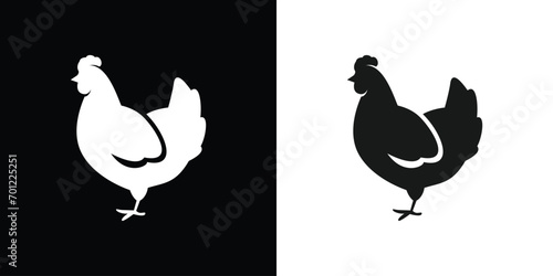 Chicken on black and white 