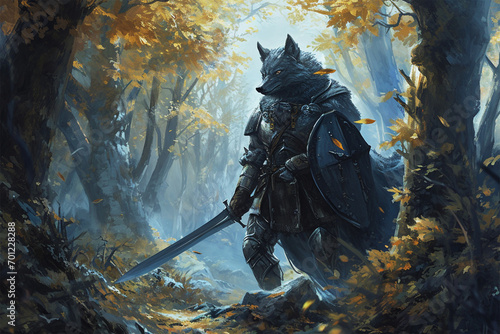 illustration of the forest wolf knight photo