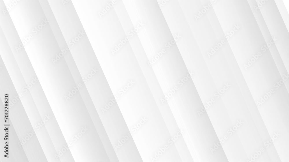 Elegant light grey white seamless looped 4K Footage Light grey corporate abstract background of Diagonal white stripes animation. Digital minimal geometric 3d BG. Technology metallic line.