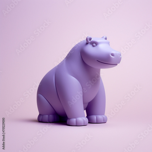 Hippopotamus icon in silhouette, gracefully standing against a serene pastel lavender background, exuding elegance and charm. Ideal for nature-themed designs and advertisements. © Oleksandr