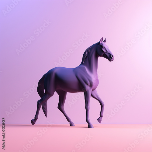 Horse icon in silhouette  gracefully standing against a serene pastel lavender background  exuding elegance and charm. Ideal for nature-themed designs and advertisements.