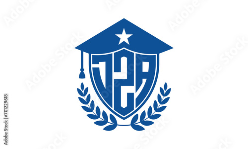 DZA three letter iconic academic logo design vector template. monogram, abstract, school, college, university, graduation cap symbol logo, shield, model, institute, educational, coaching canter, tech