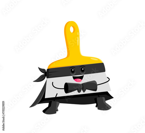 Cartoon spatula superhero character. Isolated vector fearless construction tool superhero personage, he builds and battles evil, flipping the script on villains with a splash of humor and heroics