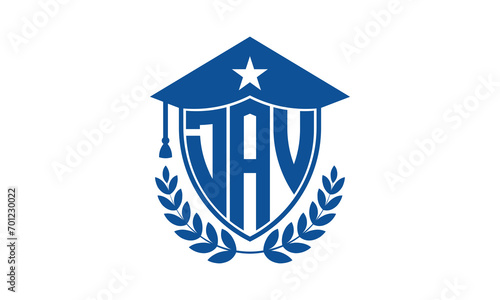 DAV three letter iconic academic logo design vector template. monogram, abstract, school, college, university, graduation cap symbol logo, shield, model, institute, educational, coaching canter, tech