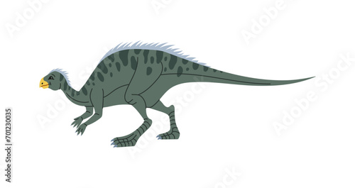Dino with tail and limbs  isolated icon of dinosaur personage. Vector Extinct animal from prehistoric times  monster predator character