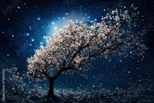 spring tree in the night © qaiser