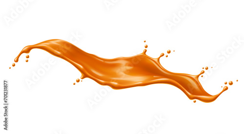 Caramel sauce flow wave splash. Vector 3d splash of milk cream toffee candy with drops and ripples. Realistic liquid brown syrup of melted sugar, butter and cream, dessert food or confectionery photo