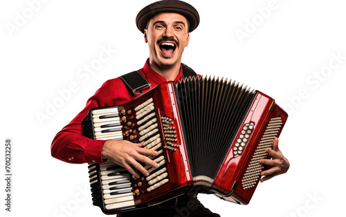 Accordion Harmony with Man isolated on transparent background photo