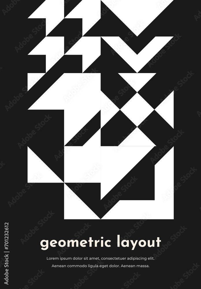 Abstract Bauhaus monochrome geometric pattern for poster or banner ...