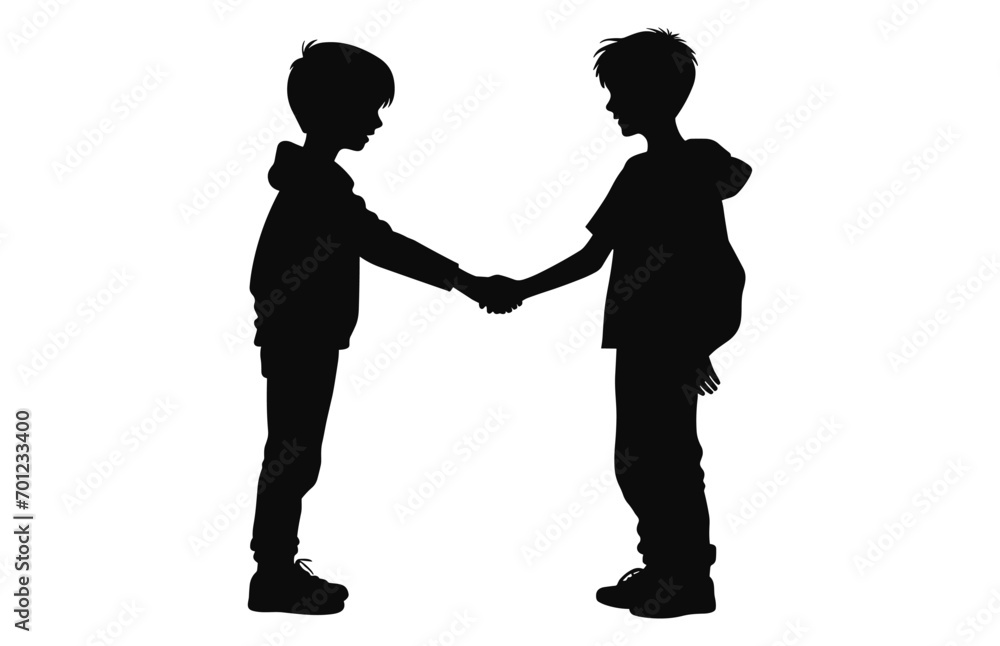 A Boy Friendship silhouette vector isolated on a white background