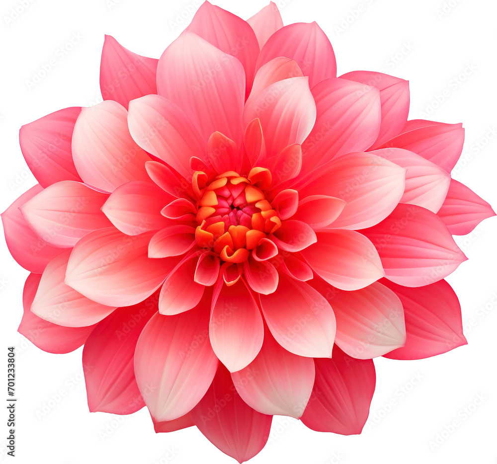 Red and pink flowers isolated on transparent background. PNG