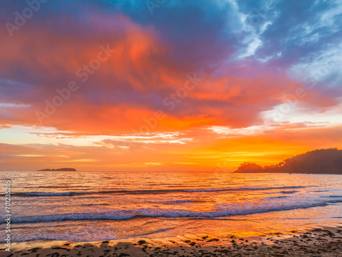 Summer Sunrise Seascape with Rain Clouds © Merrillie
