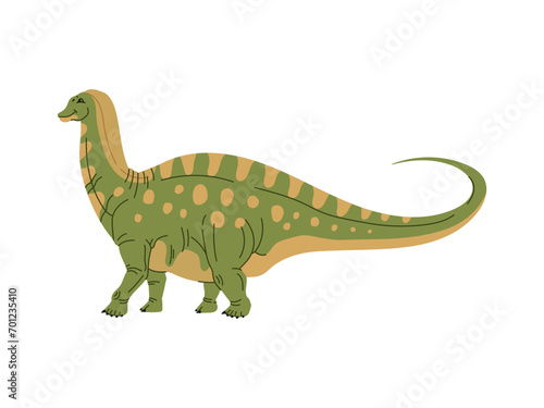 Cartoon dinosaur  Amargasaurus dino reptile character for kids extinct education  isolated vector. Funny cute Amargasaurus dinosaur of Cretaceous era for child prehistoric reptiles study or game