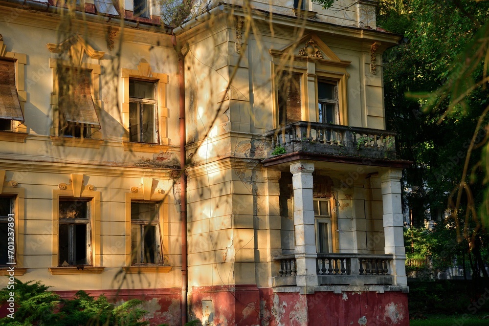 Old historic dilapidated houses without repair