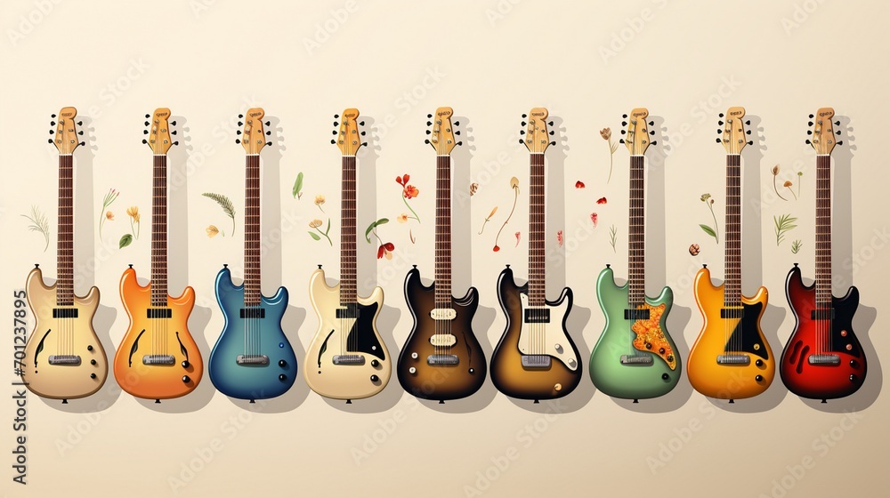 Fototapeta premium Guitar set collection graphic clipart design.