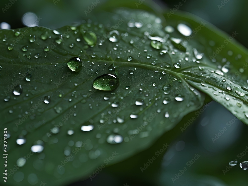 Wassertropfen perlen ab von einem grünen frischen Blatt der Natur Wassertropfen perlen ab von einem grünen frischen Blatt der Natur