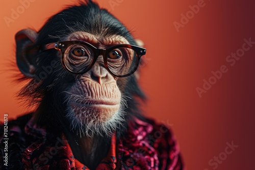 Stylish portrait of dressed up anthropomorphic animal themes, Funny pop art illustration © BOONJUNG