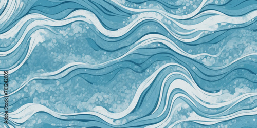Abstract vector ocean wave soft blue and white background. Seamless pattern with blue waves.