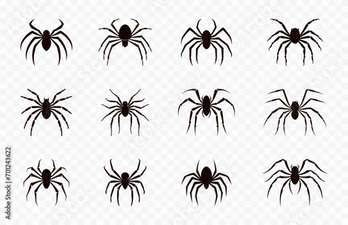 Spider Silhouettes vector set, Spiders black silhouette bundle © GFX Expert Team
