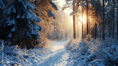 Winter Morning in Snow-Laden Forest © Custom Media