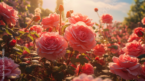 Beautiful pink rose garden, Valentine's Day