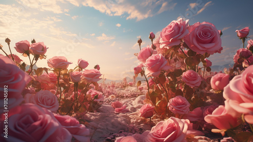 Fototapeta Naklejka Na Ścianę i Meble -  Beautiful pink rose garden, Valentine's Day