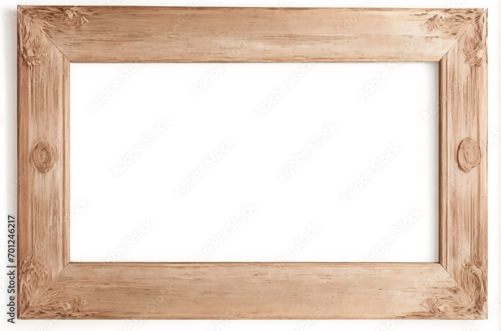 Holzrahmen lehnt auf weißem Boden im Innenmodell. Vorlage eines an einer Wand gerahmten Bildes 3D-Rendering Holzrahmen lehnt auf weißem Boden im Innenmodell. Vorlage eines an einer Wand gerahmten Bildes 3D-Rendering