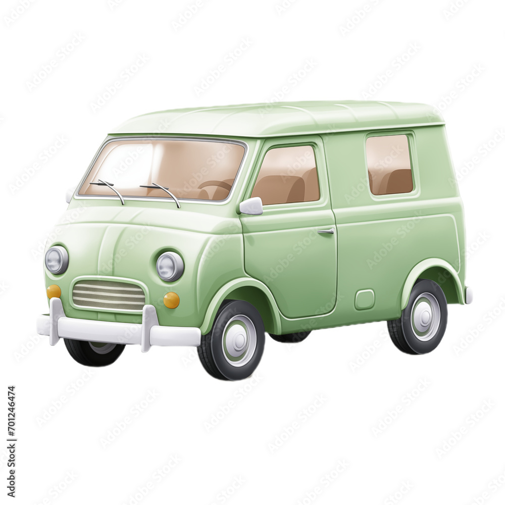 Cute delivery van isolated on white. Generative ai