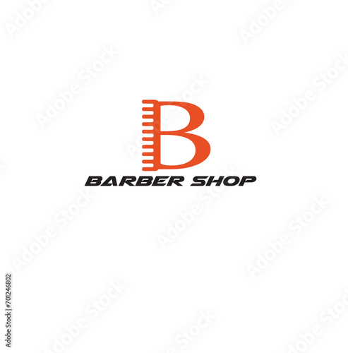 barbershop inspiration illustration logo design with letter B