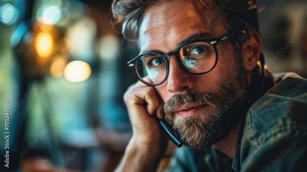 Male Software Designer on Client Call Male Software Designer on Client Call
