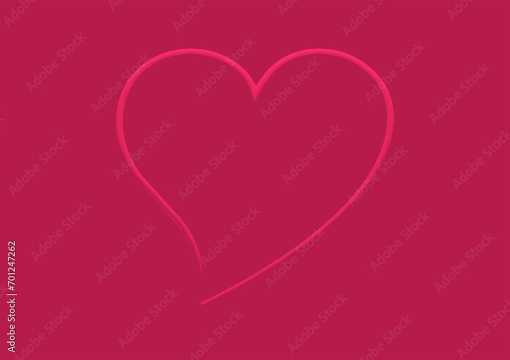 rotes Herz im 3D Design vor einem weinrotem Hintergrund