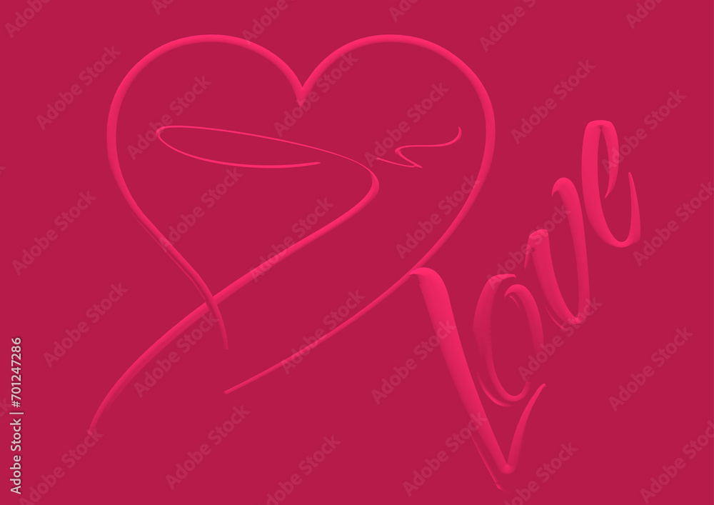 In Love in einem Herzen als 3D Grafik vor einem weinrotem Hintergrund In Love in einem Herzen als 3D Grafik vor einem weinrotem Hintergrund