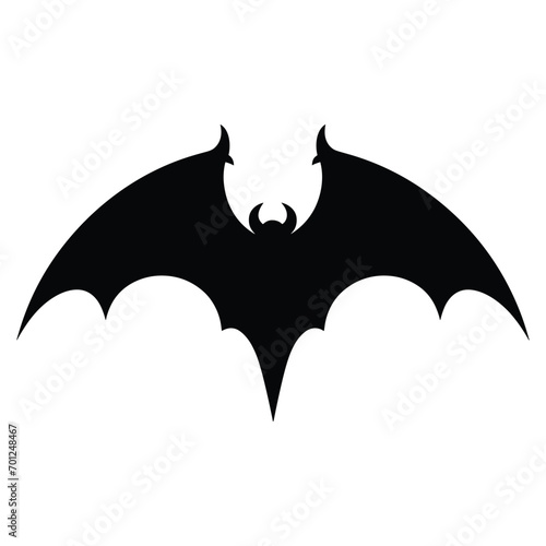 Bat silhouette. Printable template. Bat icon isolated on white. Vector.