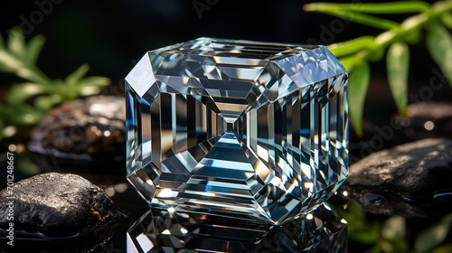 isolated asscher diamond stone. photo