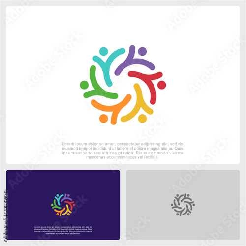 Abstract People Colorful Logo Icon Design Minimal Style Illustration. Community Logo. 