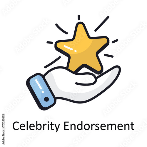Celebrity endorsement vector Filled outline doodle Design illustration. Symbol on White background EPS 10 File 