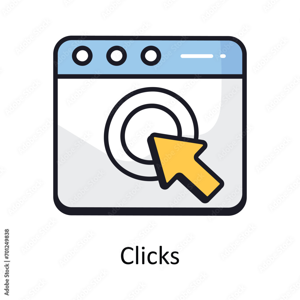 Clicks vector Filled outline doodle Design illustration. Symbol on White background EPS 10 File Clicks vector Filled outline doodle Design illustration. Symbol on White background EPS 10 File
