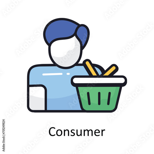 Consumer vector Filled outline doodle Design illustration. Symbol on White background EPS 10 File 