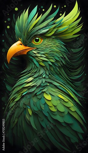 Green Bird Portrait  Generative AI