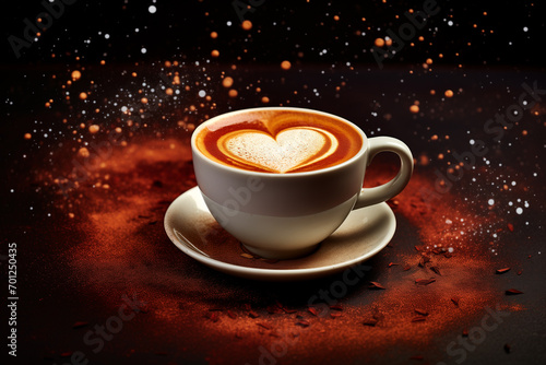 Cup of coffee latte with heart