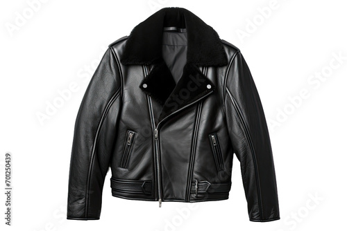 Black Leather Jacket for Winter Isolated On Transparent Background