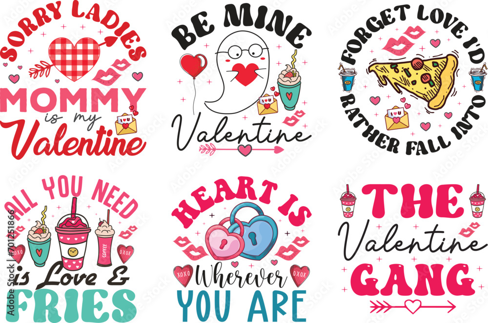 Naklejka premium Valentine's Day SVG Typography Bundle T-shirt design.