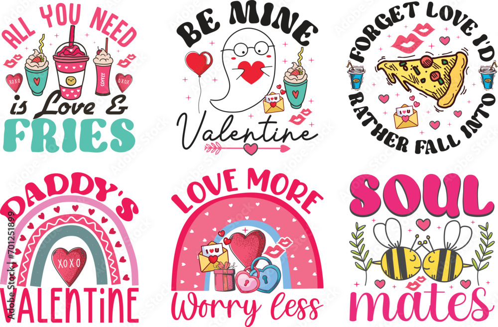 Fototapeta premium Valentine's Day SVG Typography Bundle T-shirt design.